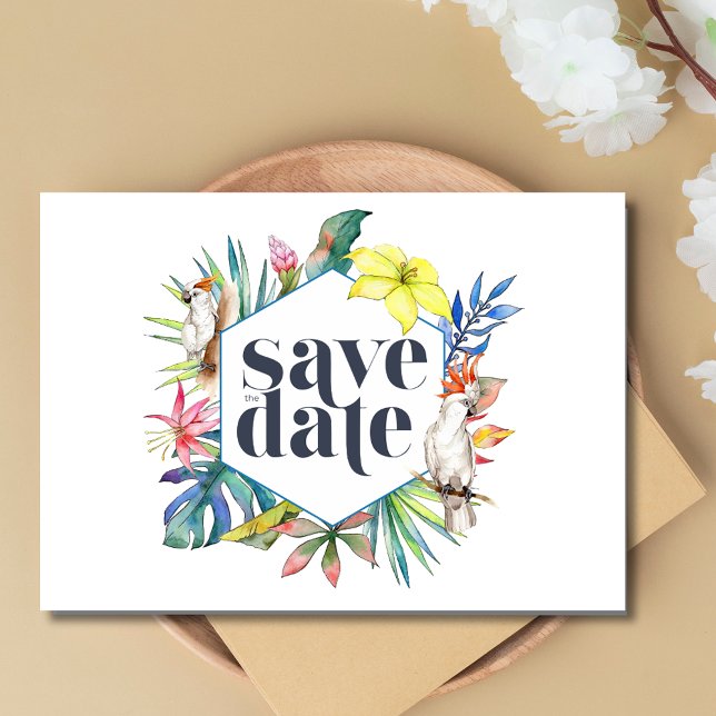 Tropical Floral Beach Hochzeit Save The Date (Tropical Floral Beach Wedding Save The Date)