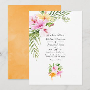Tropical Floral Beach QR Code UAWG Wedding Einladung