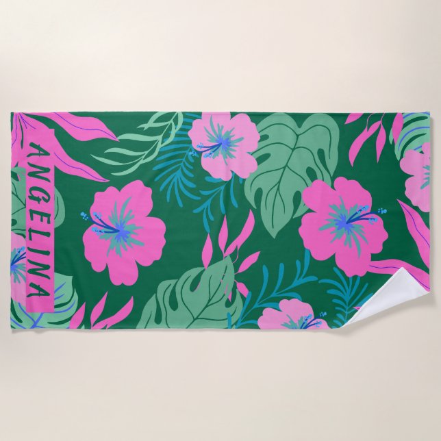 Tropical Floral Beach Vacacations Individuelle Nam Strandtuch (Vorderseite)