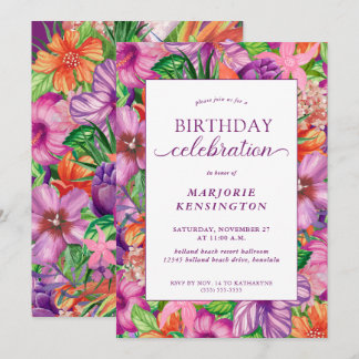 Tropical Floral Birthday Celebration Party Einladung