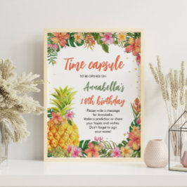 Tropical Floral Birthday Time Kapsel-Zeichen Poster