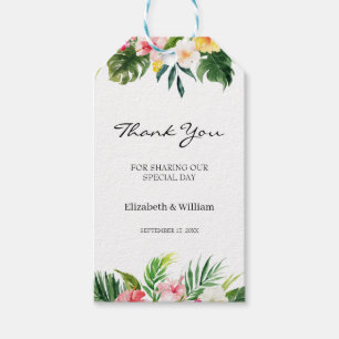 Tropical Floral & Blätter Gastgeschenk Hochzeit V Geschenkanhänger