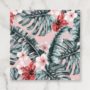 Tropical Floral Blätter Hibiskus Floral Blume Geschenkanhänger