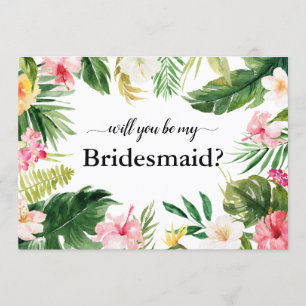 Tropical Floral Blätter werden Sie meine Bridesmai Einladung