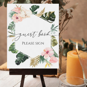 Tropical Floral Brautparty Guest Book Sign Poster