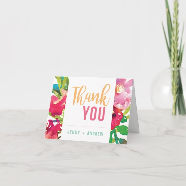 Tropical Floral Brautparty Vielen Dank Karte (Vorderseite)
