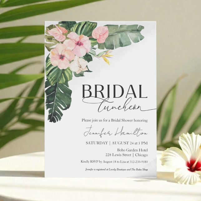 Tropical Floral Bridal Luncheon Brautparty Einladung (Von Creator hochgeladen)