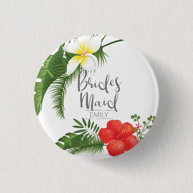 Tropical Floral Bridesmaids ID475 Button (Vorderseite)