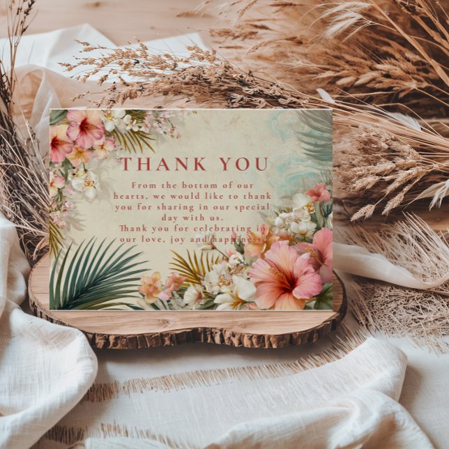 Tropical Floral Destination Wedding Dankeskarte (Von Creator hochgeladen)