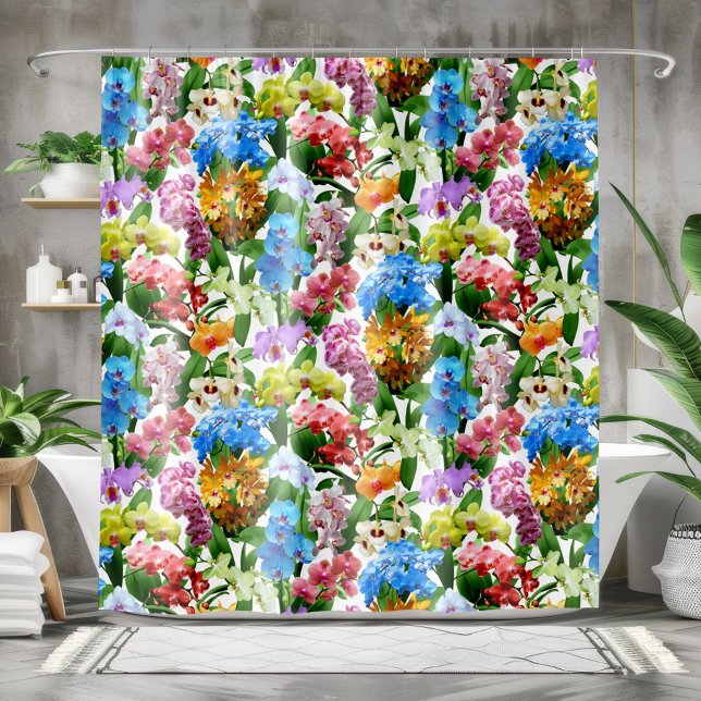 Tropical Floral farbenfrohe Orchideen Sommer Duschvorhang (Von Creator hochgeladen)