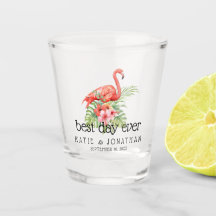 Tropical floral Flamingo Beste Tag je Hochzeit