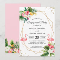 Tropical Floral Flamingo Summer Engagement Party
