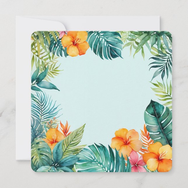 Tropical Floral Frame Colorful Summer Border Einladung (Vorderseite)