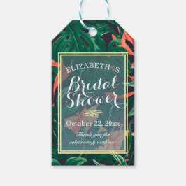Tropical Floral Gold Frame Brautparty Vielen Dank Geschenkanhänger