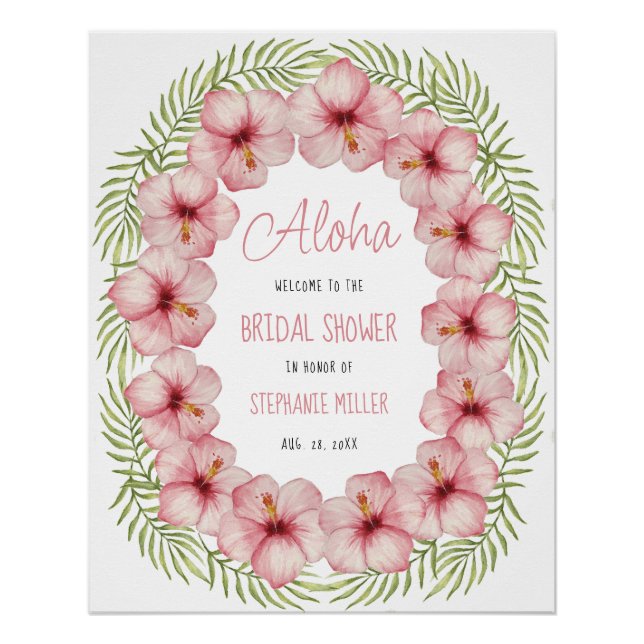 Tropical Floral Hawaii Brautparty Begrüßungszeiche Poster (Vorderseite)
