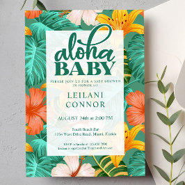 Tropical Floral Hawaiian Aloha Baby Dusche Einladung