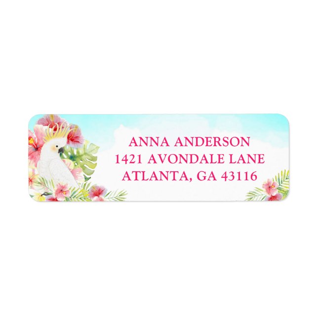 Tropical Floral Hawaiian Birthday Luau Address Lab (Vorne)
