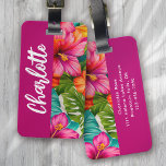 Tropical Floral Hibiscus Monogram Gepäckanhänger<br><div class="desc">Travel in style with this modern design</div>