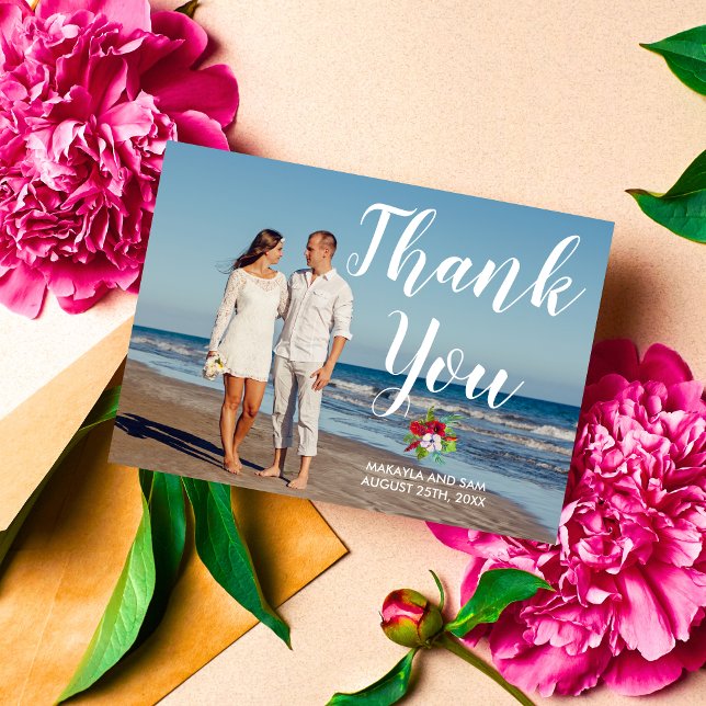 Tropical Floral Hibiskus Island Wedding Vielen Dan Dankeskarte (Von Creator hochgeladen)
