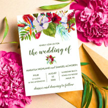 Tropical Floral Island Hibiskus Green Wedding