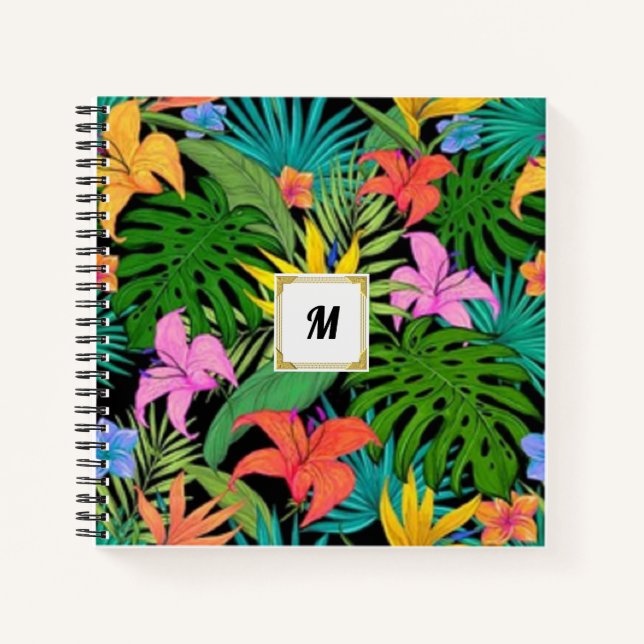 Tropical Floral Jungle Notebook Notizbuch (Vorderseite)