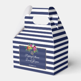 Tropical Floral Luau Navy Blauer Streifen Hochzeit Geschenkschachtel