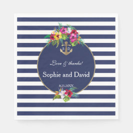 Tropical Floral Luau Navy Blauer Streifen Hochzeit Serviette