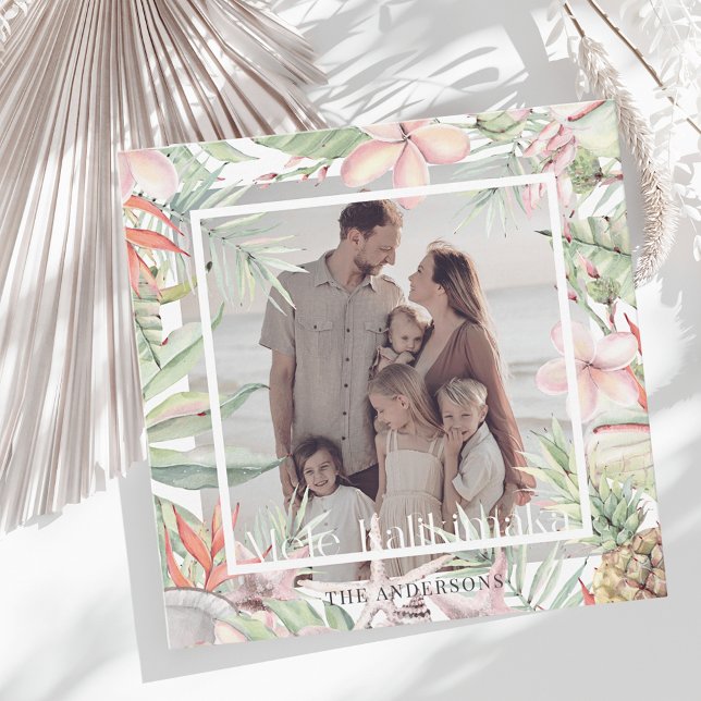 Tropical Floral Mele Kalikimaka Urlaubskarte Einladung (Von Creator hochgeladen)