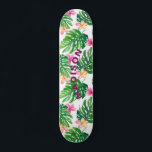 Tropical Floral Modern Girl Personalisiert Skateboard<br><div class="desc">Das Tropical Floral Modern Girly Personalisiert Skateboard besticht durch einen modernen, farbenfrohen tropischen Hintergrund mit Ihrem personalisierten Namen in modernen lila Drehbüchern. Personalisieren Sie diese, indem Sie den Text in dem dafür vorgesehenen Textfeld bearbeiten. Entworfen von ©Evco Studio www.zazzle.com/store/evcostudio</div>