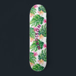 Tropical Floral Modern Girl Personalisiert Skateboard<br><div class="desc">Das Tropical Floral Modern Girly Personalisiert Skateboard besticht durch einen modernen,  farbenfrohen tropischen Hintergrund mit Ihrem personalisierten Namen in modernen lila Drehbüchern. Personalisieren Sie diese,  indem Sie den Text in dem dafür vorgesehenen Textfeld bearbeiten. Entworfen von ©Evco Studio www.zazzle.com/store/evcostudio</div>