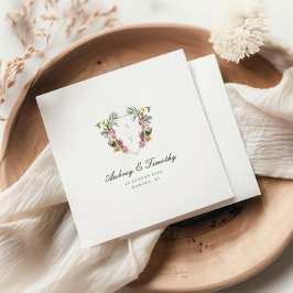 Tropical Floral Monogram Wedding Serviette