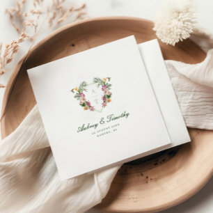 Tropical Floral Monogram Wedding Serviette