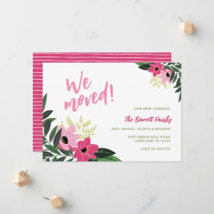 Tropical Floral Moving Faire-part Rose