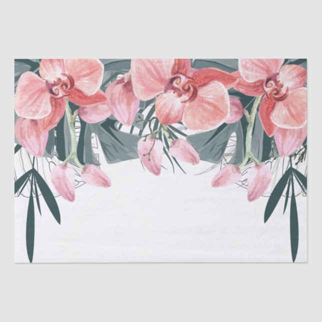 Tropical Floral Orchid Wedding Seidenpapier (Vorderseite)