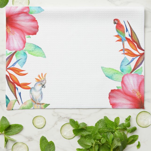 Tropical Floral Parrot Küchentuch (Gefaltet)
