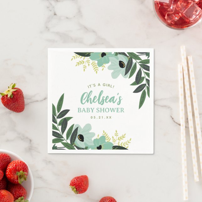 Tropical Floral Personalisiert Baby Dusche Serviette (Beispiel)