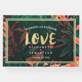 Tropical Floral Pflanze Gold Frame Wedbook Gästebuch