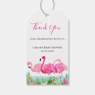 Tropical Floral Pink Flamingos Vielen Dank Geschenkanhänger