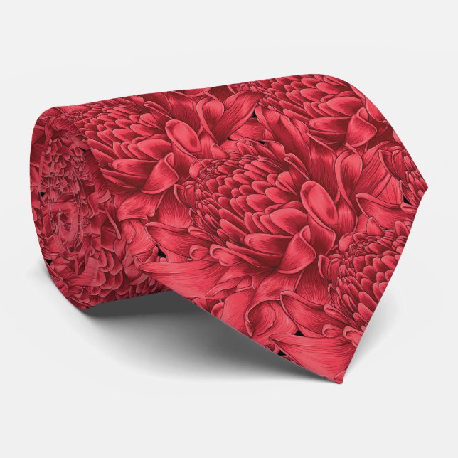 Tropical Floral Red Krawatte (Gerollt)