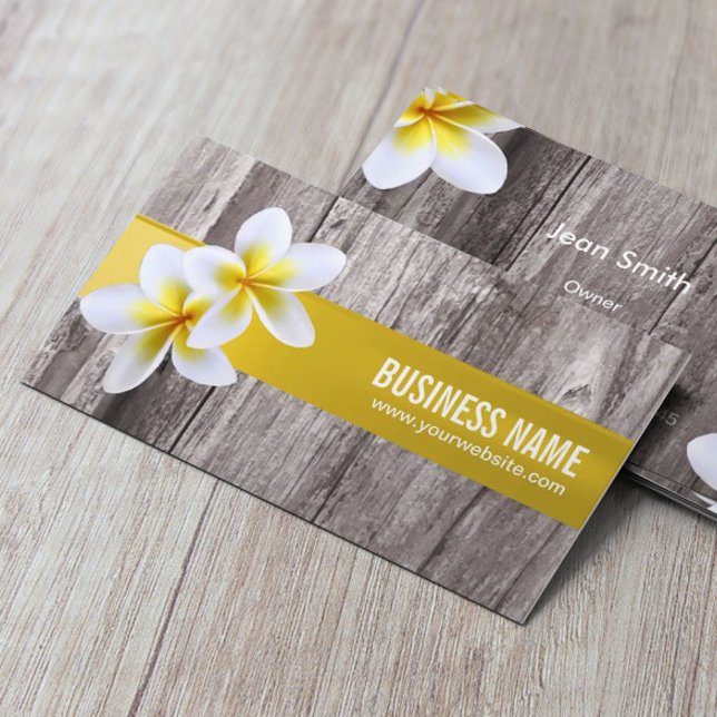 Tropical floral Rustic Holz Elegante Salon Wellnes Visitenkarte (Von Creator hochgeladen)