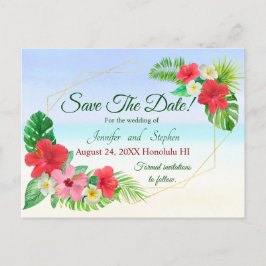 Tropical Floral Save the Date Wedding Ankündigungspostkarte