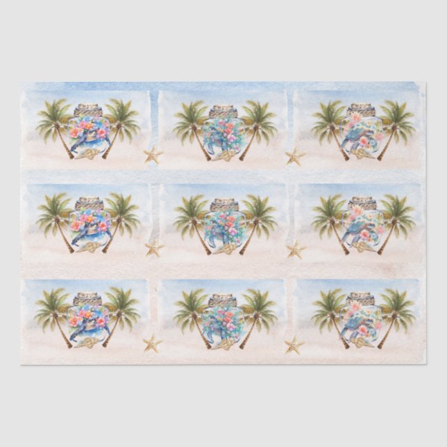 Tropical Floral Sea Turtles in a Jar Decoupage  Seidenpapier (Vorderseite)