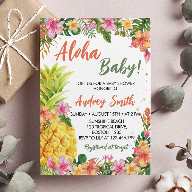 Tropical Floral Summer Aloha Baby Dusche Einladung (Von Creator hochgeladen)