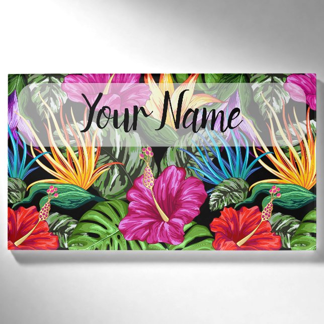 Tropical Floral Summer Movie Muster Namenschild (Vorderseite)