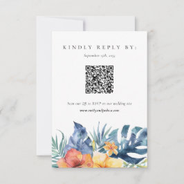 Tropical Floral Summer QR Code Wedding RSVP