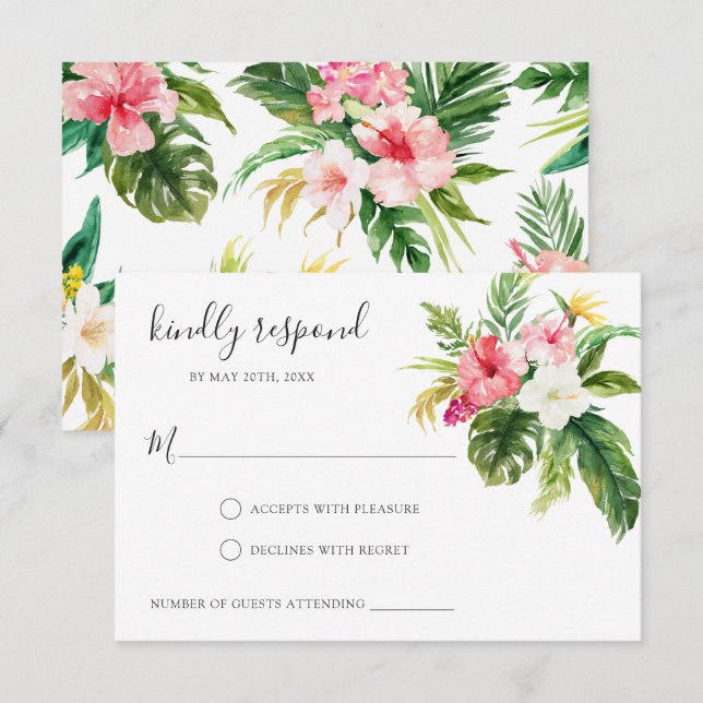 Tropical Floral UAWG Respektkarte Einladung (Vorne/Hinten)
