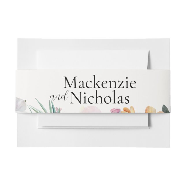 Tropical Floral Wedding Einladung Bauchband Einladungsbanderole (Vorderseite Beispiel)