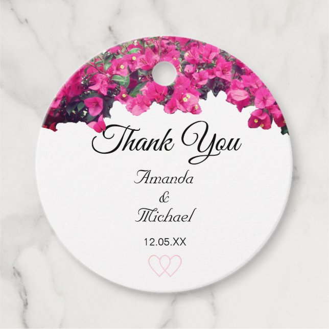 Tropical Floral Wedding Geschenkanhänger (Vorderseite)