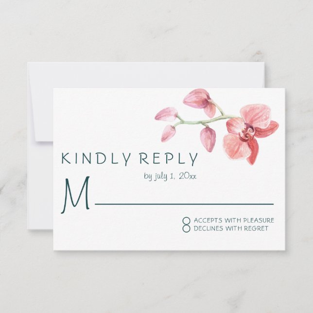 Tropical Floral Wedding Orchid RSVP Karte (Vorderseite)