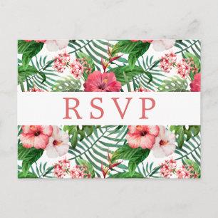 Tropical Floral Wedding RSVP Postkarte